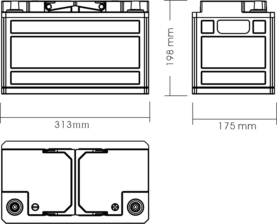 12V 100Ah lifepo4 battery pack Dimension