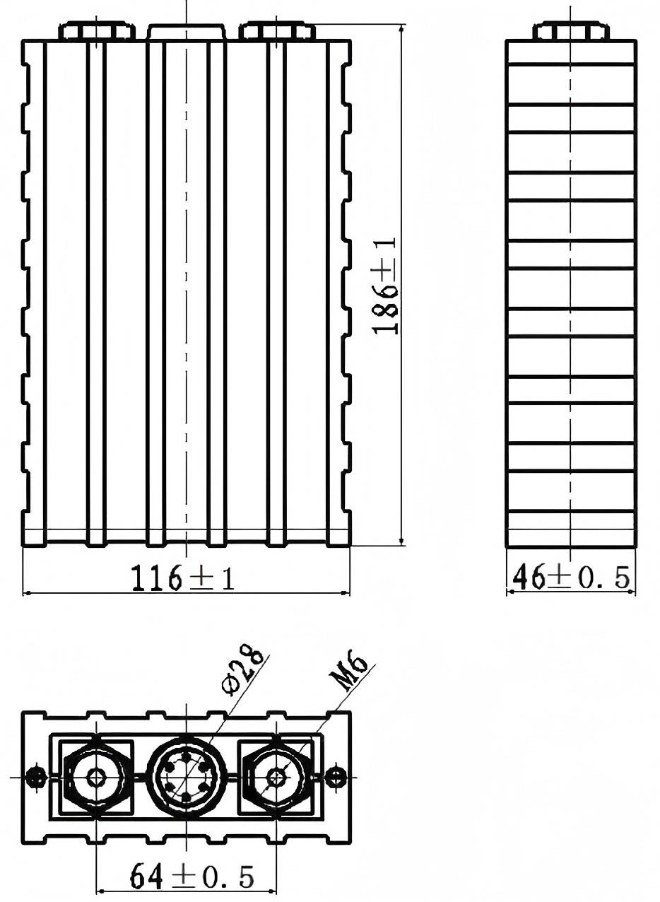 Sinopoly 40AH lifepo4 Battery Dimension