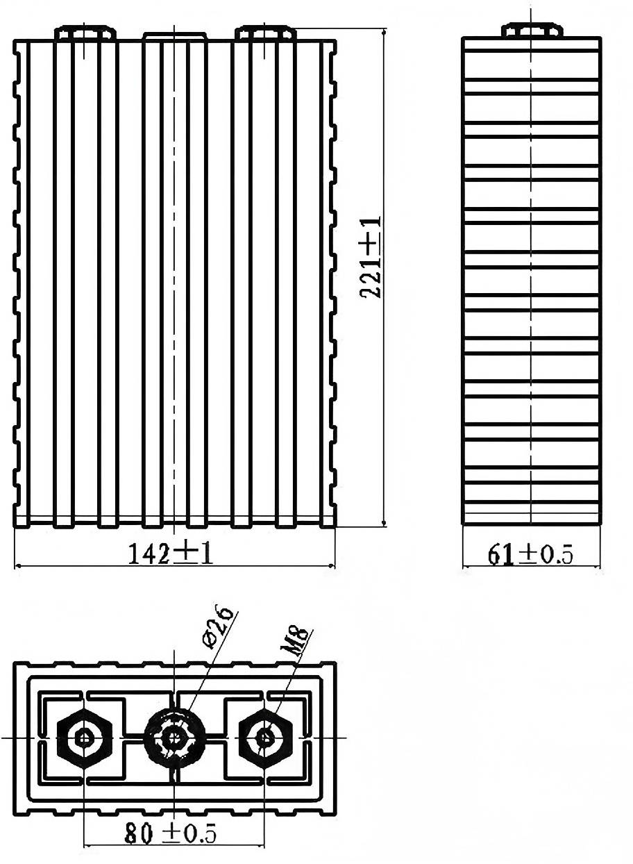 Sinopoly 100AH Lifepo4 Cell Dimension