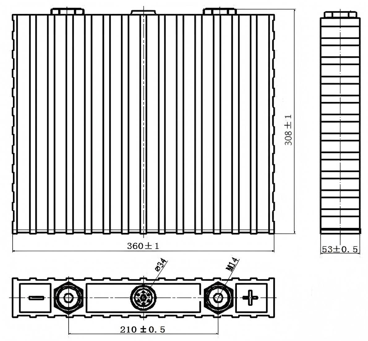 Sinopoly 300Ah LiFePO4 Battery Dimension