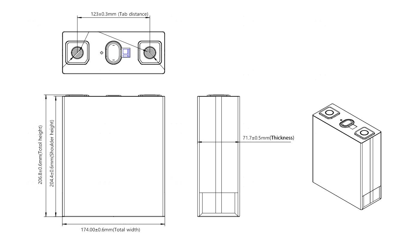 REPT 3.2v 314Ah lifepo4 battery Dimension