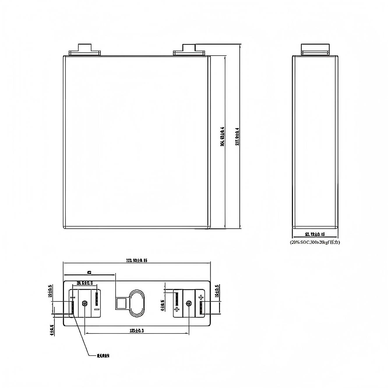 CALB L173F230 3.2V 230Ah LiFePO4 Battery Dimension